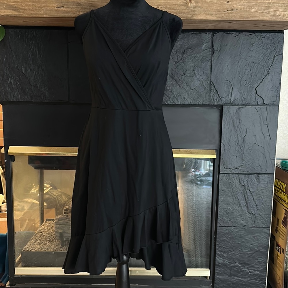 Black wrap style skirt dress Sz S EUC